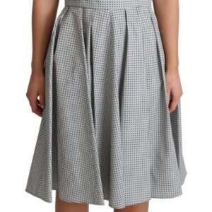 Gray Polka Dotted Cotton A-Line Dress - Jag Couture London