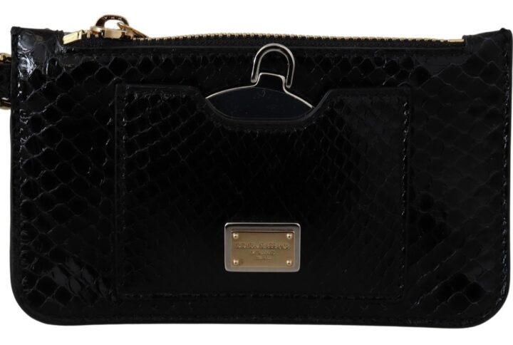 Black Leather Coin Purse Wristlet Mirror Agnese Wallet - Jag Couture London