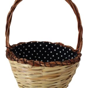 Beige Wood Wicker Rattan Basket Tote Bag - Jag Couture London