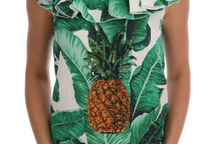 Pineapple Banana Sequins Blouse T-shirt - Jag Couture London