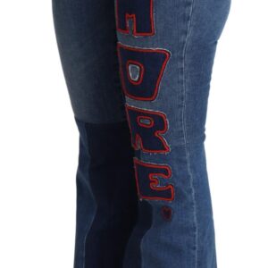 Blue Amore Patch Boot Cut Cotton Stretch Pant - Jag Couture London