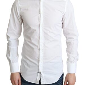 White Cotton Long Sleeves Men Formal Shirt - Jag Couture London