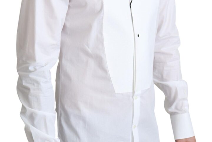 White Bib Cotton Poplin Men Formal Shirt - Jag Couture London