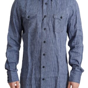 Blue Stripes Men Casual Button Down Shirt - Jag Couture London