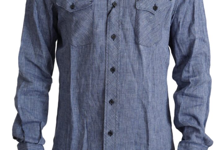 Blue Stripes Men Casual Button Down Shirt - Jag Couture London