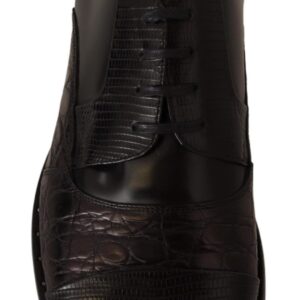Black Leather Exotic Skins Formal Shoes - Jag Couture London