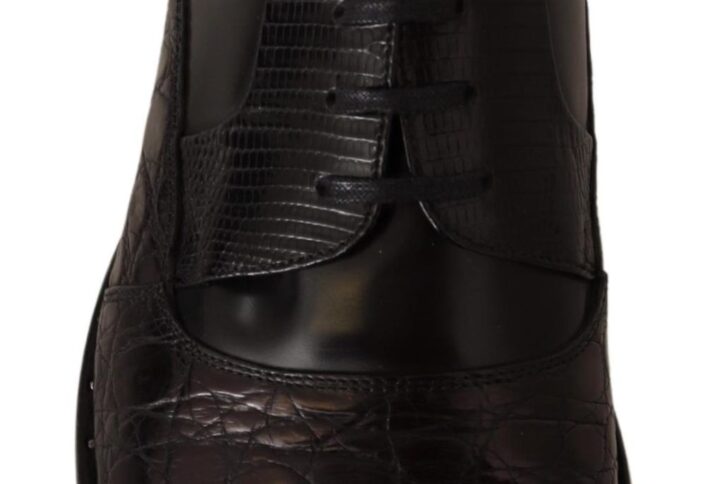 Black Leather Exotic Skins Formal Shoes - Jag Couture London