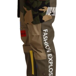 Green Military Cargo Trouser Cotton Pants - Jag Couture London