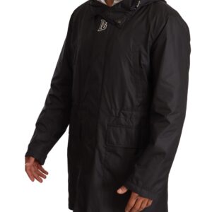 Black Hooded Mens Trench Coat Jacket - Jag Couture London