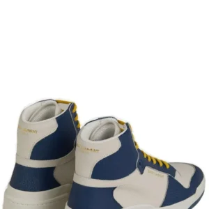 Blue Calf Leather Mid Top Sneakers - Jag Couture London
