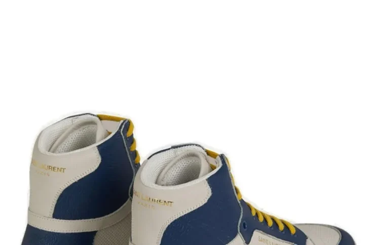 Blue Calf Leather Mid Top Sneakers - Jag Couture London