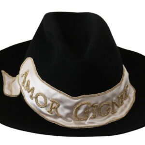 Black Lapin Amor Gignit Wide Brim Panama Hat - Jag Couture London