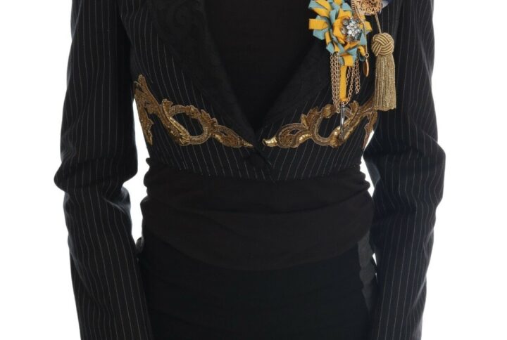 Dark Gray Crystal Fairy Tale Blazer Jacket - Jag Couture London