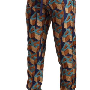 Multicolor Patterned Joggers Silk Pants - Jag Couture London