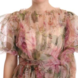 Multicolor Floral Print Long Maxi Gown Dress - Jag Couture London