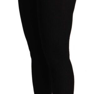 Black Cashmere Stretch Waist Tights Pants - Jag Couture London