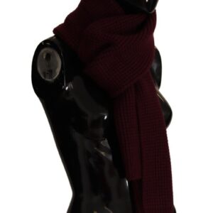 Dark Red Cashmere Logo Wrap Shawl Knitted Scarf - Jag Couture London