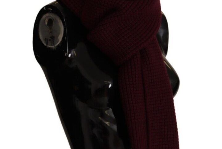 Dark Red Cashmere Logo Wrap Shawl Knitted Scarf - Jag Couture London