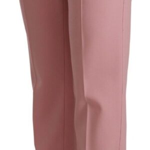 Pink Wool Stretch High Waist Trouser Pants - Jag Couture London