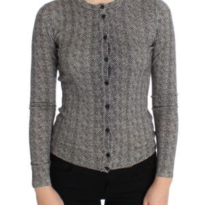 Black White Wool Top Cardigan Sweater - Jag Couture London