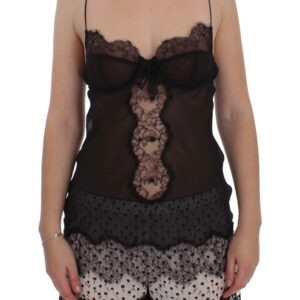 Black Silk Lace Babydoll Lingerie Top - Jag Couture London