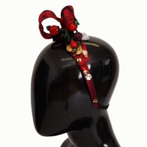 Cherry Silk Crystal Bow Logo Diadem Tiara Headband - Jag Couture London