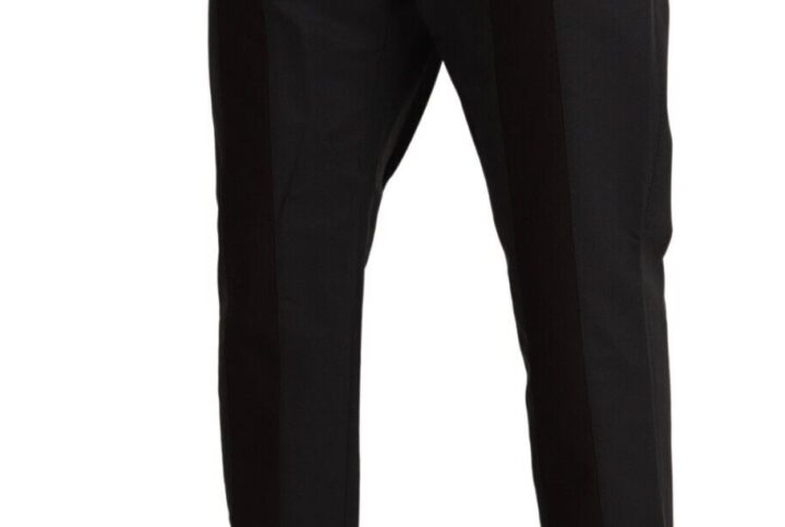Gray Bordeaux Striped Cropped Trouser Pants - Jag Couture London