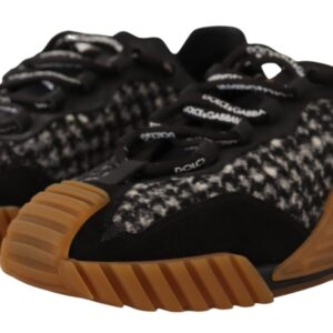 Black White Fabric Lace Up NS1 Sneakers - Jag Couture London