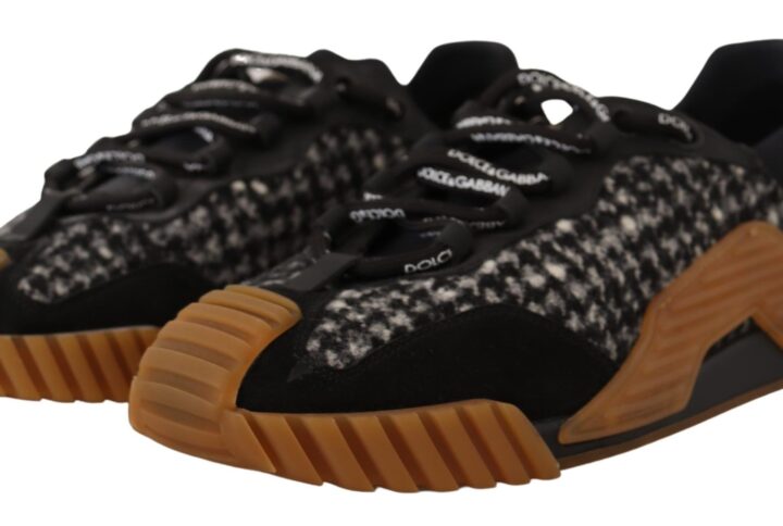 Black White Fabric Lace Up NS1 Sneakers - Jag Couture London