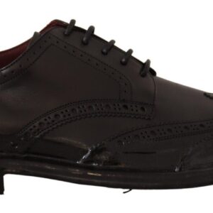 Black Leather Oxford Wingtip Formal Derby Shoes - Jag Couture London