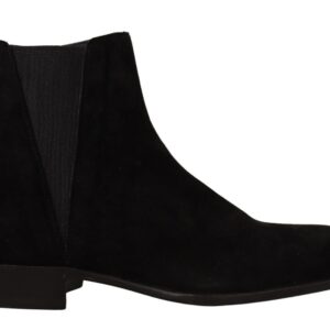 Black Suede Leather Chelsea Mens Boots Shoes - Jag Couture London