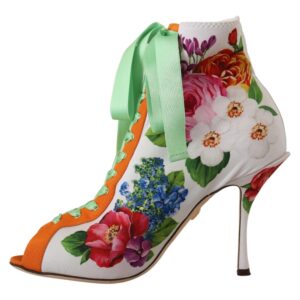 White Jersey Stretch Boots Open Toes Heels Shoes - Jag Couture London