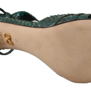 Green Python Strap Sandals Heels Shoes - Jag Couture London