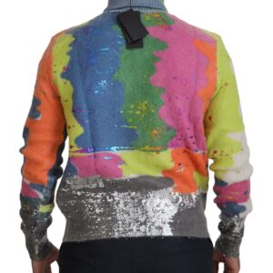 Multicolor Turtleneck Pullover Mohair Sweater - Jag Couture London