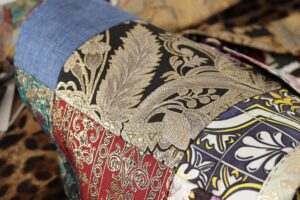 Multicolor Double-Breasted Patchwork Jacquard Blazer Jacket - Jag Couture London