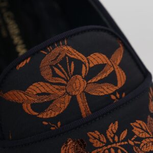 Blue Rust Floral Slippers Loafers Shoes - Jag Couture London