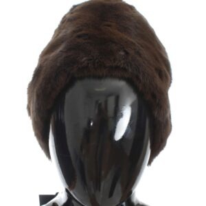 Brown Weasel Fur Womens Cashmere Hat Beanie - Jag Couture London