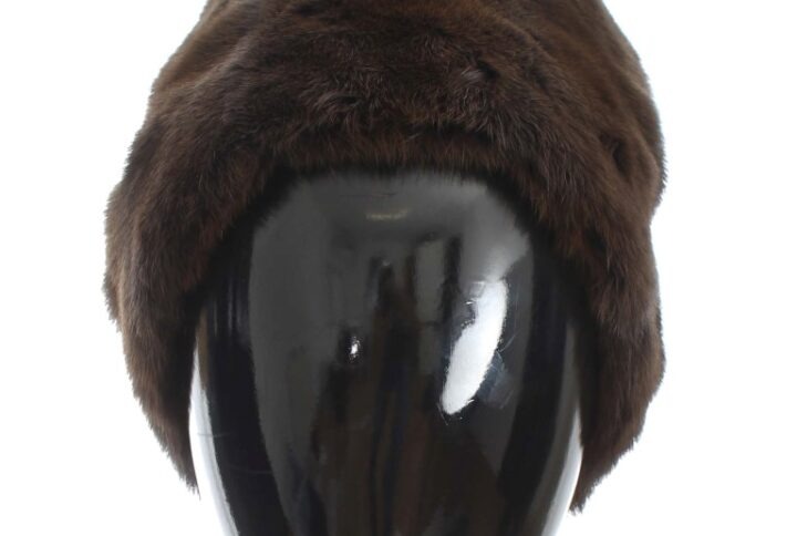 Brown Weasel Fur Womens Cashmere Hat Beanie - Jag Couture London