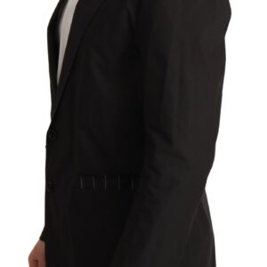 Black Cotton Single Breasted Blazer Jacket - Jag Couture London