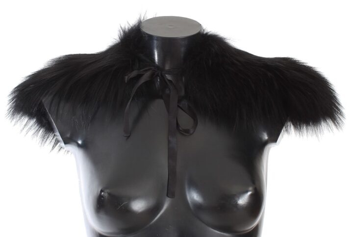 Black Fox Fur Collar Scarf - Jag Couture London