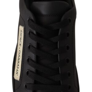 Black Gold Leather Low Top Sneakers Womens Shoes - Jag Couture London