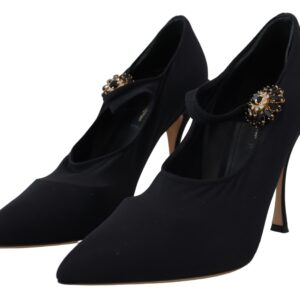 Black Socks Stretch Crystal Pumps Shoes - Jag Couture London