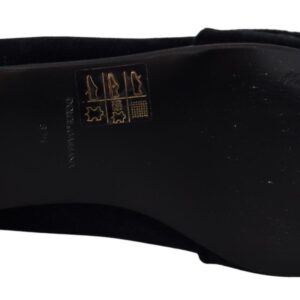 Black Velvet Crystals Loafers Flats Shoes - Jag Couture London