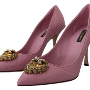 Pink Leather Heart DEVOTION Heels Pumps Shoes - Jag Couture London
