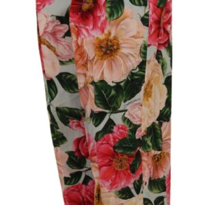 Multicolor Flora Printed High Waist Cropped Trouser Pants - Jag Couture London
