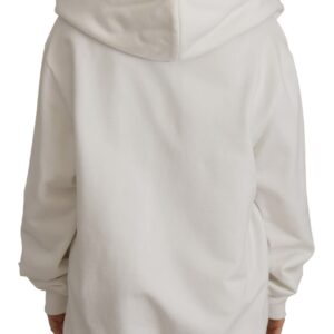 White Hoodie Pullover Embroidered Sweater - Jag Couture London