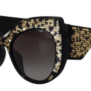 Black Gold Sequin Butterfly Polarized DG4326 Sunglasses - Jag Couture London