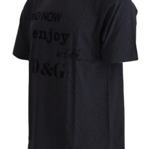 Gray Crewneck Cotton Short Sleeve T-shirt - Jag Couture London