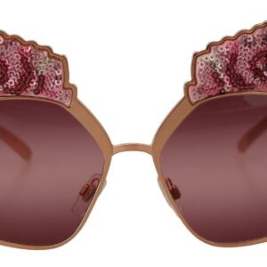 Pink Gold Rose Sequin Embroidery DG2202 Sunglasses - Jag Couture London