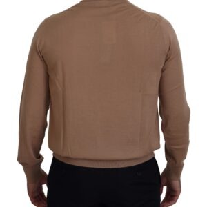 Beige Cashmere Crown Logo Pullover Sweater - Jag Couture London